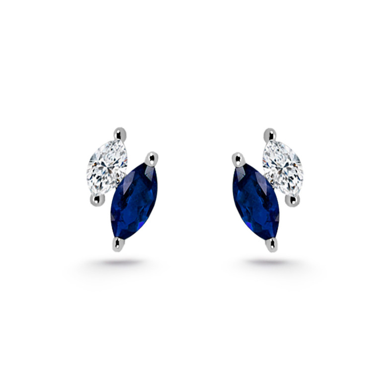 Marquise Diamonds and Sapphires Climbing Earrings 26910370221