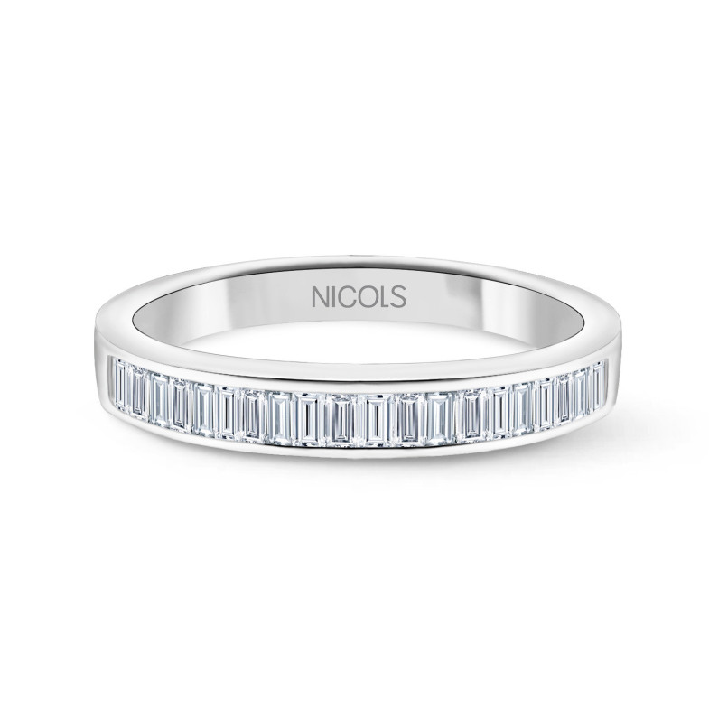 Anillo Alianza Baguettes Abelia 0.30 Oro Blanco 20110000011