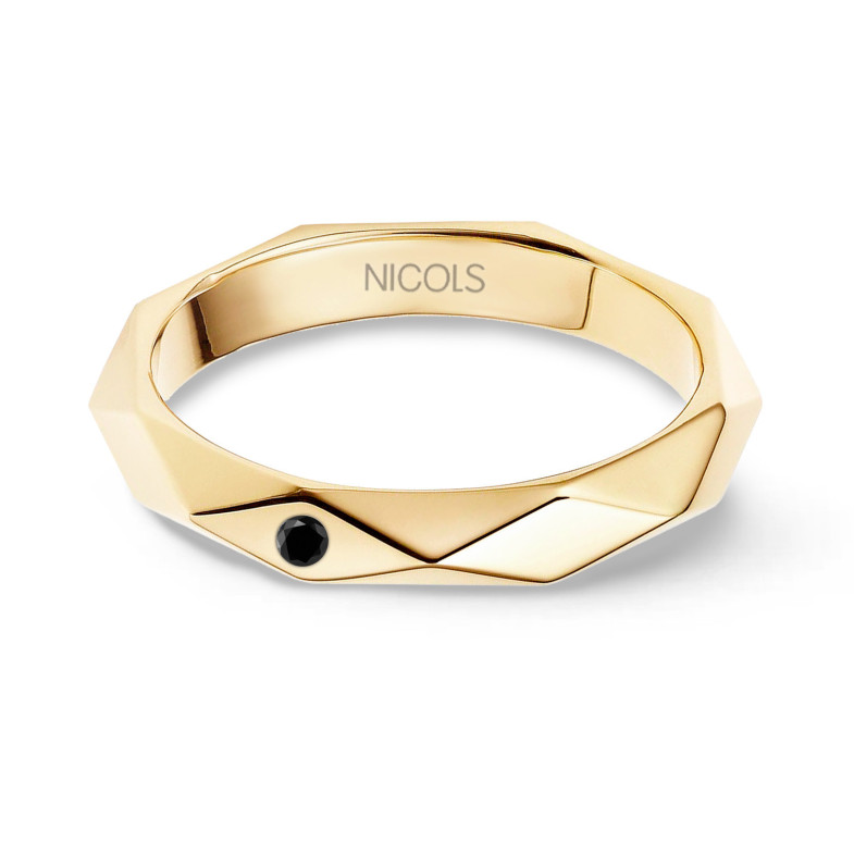 Alianças de casamento de ouro amarelo 40 milímetros BACO Diamante preto 99411262940