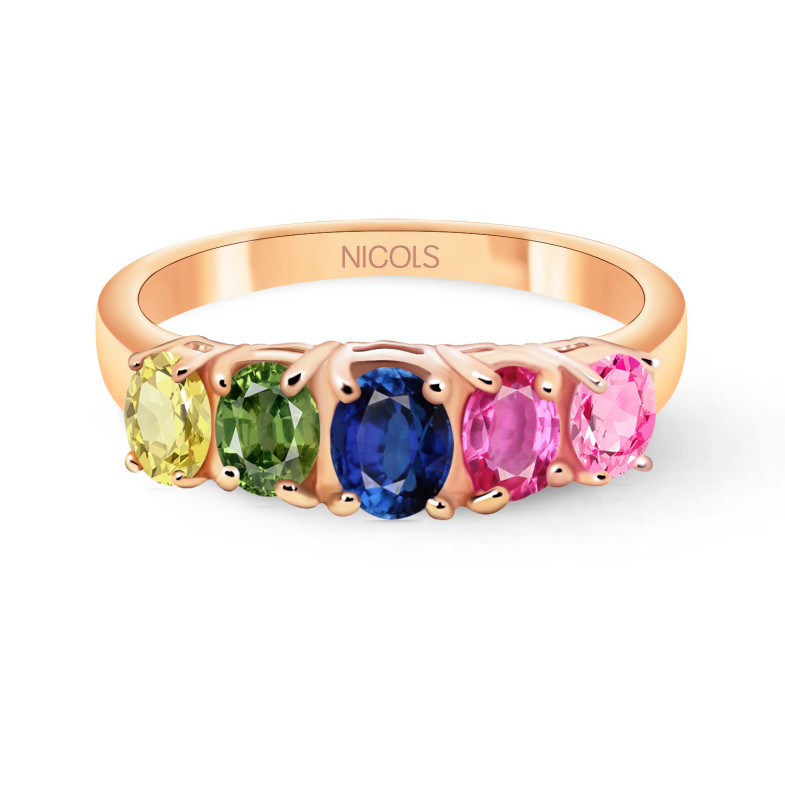 Anel de safiras coloridas e ouro rosa rubiRAINBOW 26910270810