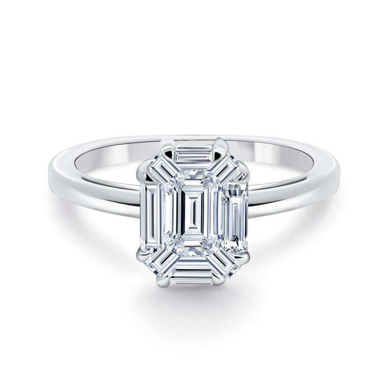 Anel de diamante 0.70 Ct tamanho esmeralda Compromiso Vrait 37010011