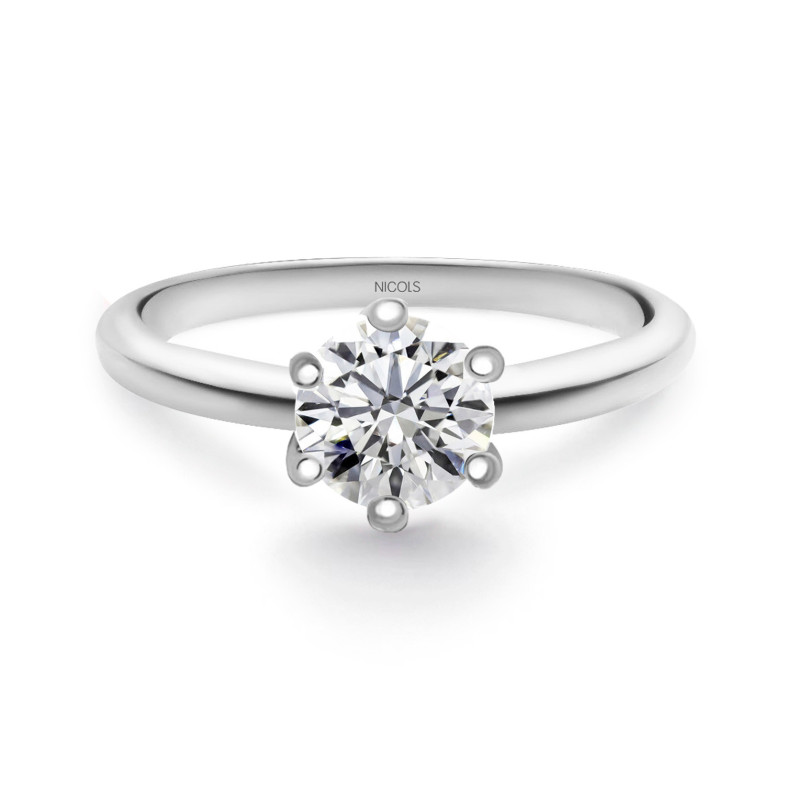 Charlotte Gold Branco 18kt anel de compromisso com diamante 1.00ct 99928216711