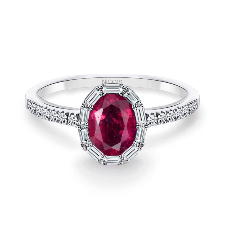 Anello Rubí Ovale e Diamante Colore Ovale 14710650113