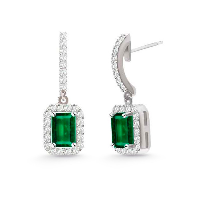 Pendientes Esmeralda 1.35ct Oro Blanco Sunset Rectangle 99929918522