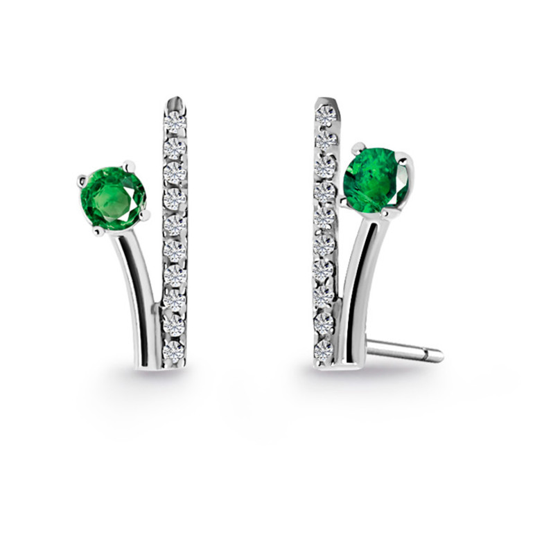 Branch Climbing Earrings Diamonds and Emeralds 0.40 36810130021