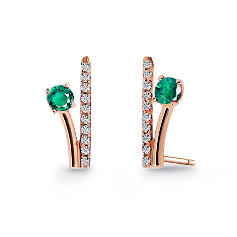 Branch Climbing Earrings Diamonds and Emeralds 0.40 Rose Gold 36810132021