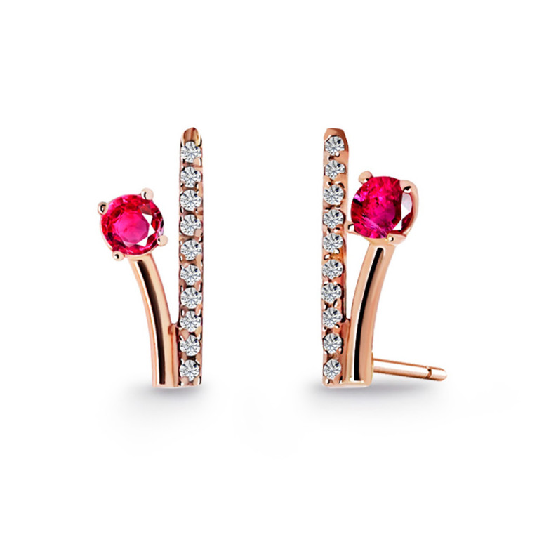 Boucles d'oreilles Rama Diamants et caoutchoucs 0.40 Or rose 368101321
