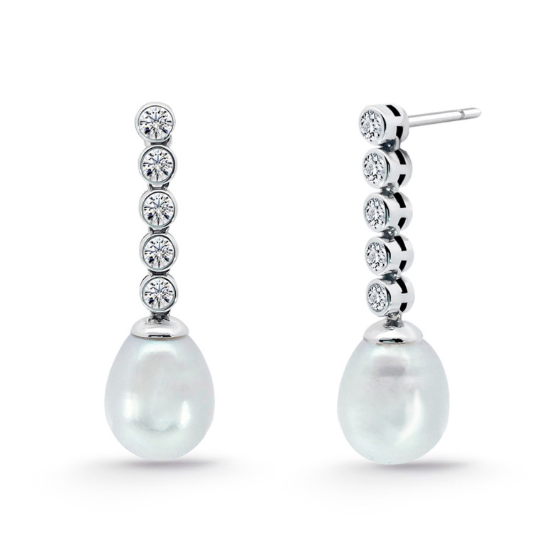 Boucles d'oreilles perles et diamants Serenity Chatones 0.53 Or blanc 99928768221