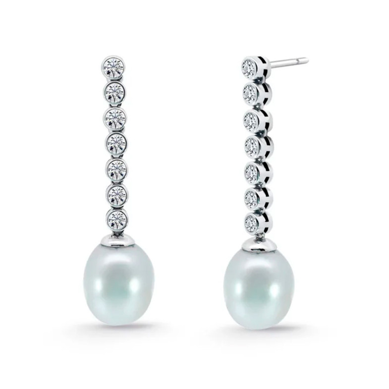Pearl and Diamond Earrings Serenity Chatones 0.75 White Gold 99928769321