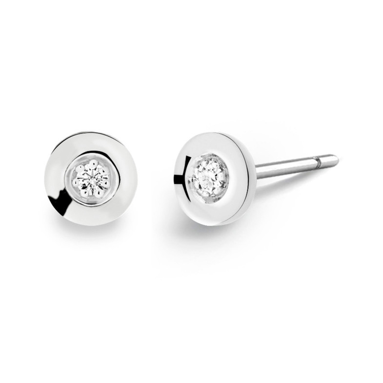 Diamond Stud Earrings Celebrity Chaton 0.08 White Gold 14711083621