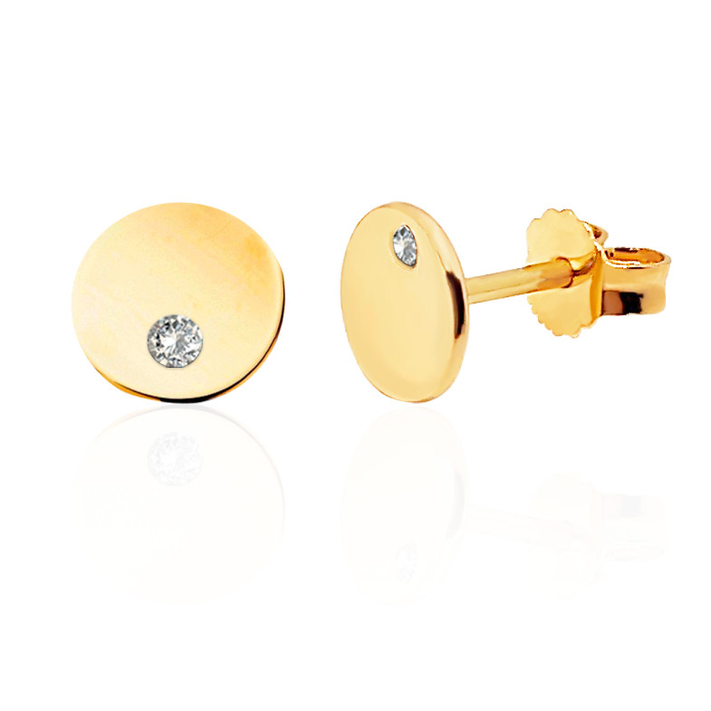 Yellow Gold Diamond Circle Earrings ALWAYS 99929951021