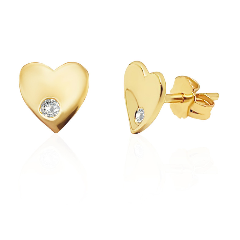 Yellow Gold Diamond Heart Earrings ALWAYS 99929953021