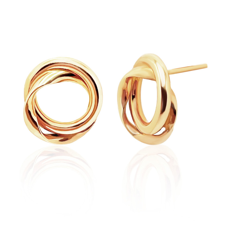 Yellow Gold Knot DOUBLE TUBE Earrings 35310360220