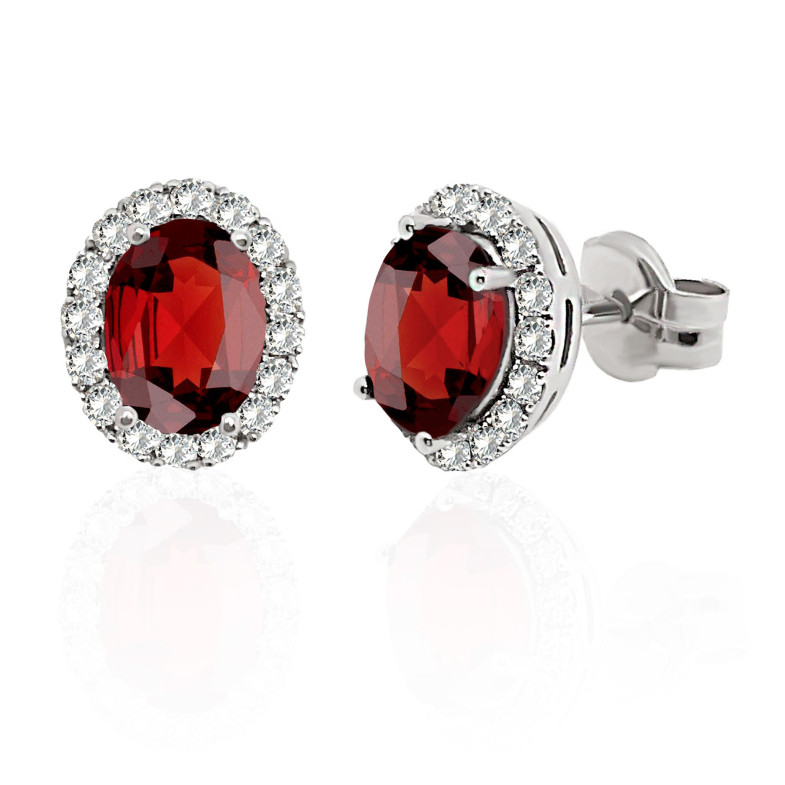 Ohrringe Garnet 3.50ct Weißgold SUNSET OVAL 99929930021