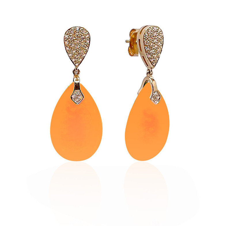 Orecchini Giada arancione oro e diamanti SERENITY DROP 99929836521