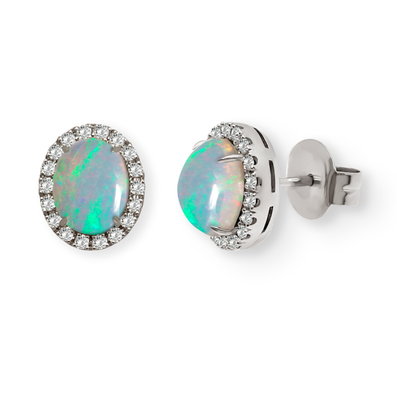 Orecchini CABOCHON con opale e diamanti 99929961021