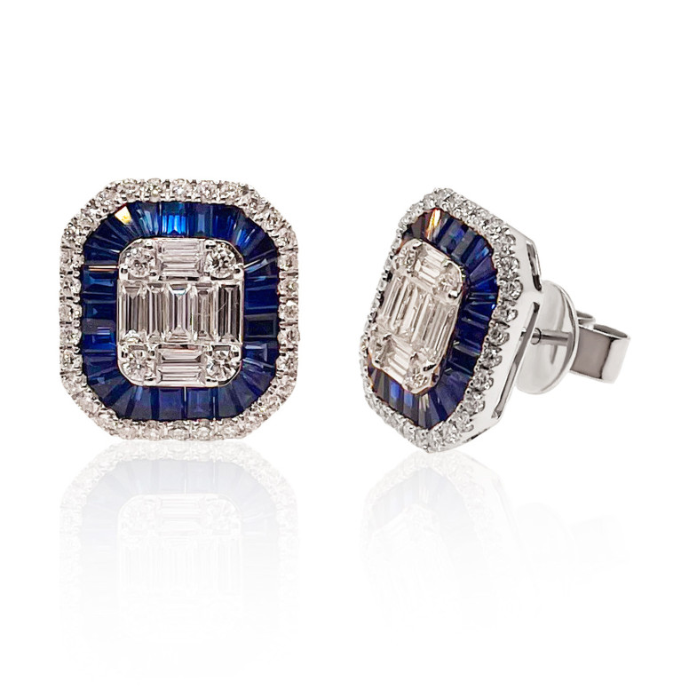 Diamant Ohrringe Saphir Quadrat 32810100123