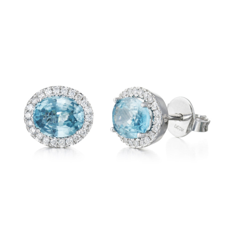 Boucles d'oreilles Zircon Bleu SELLO OVAL 14710935021