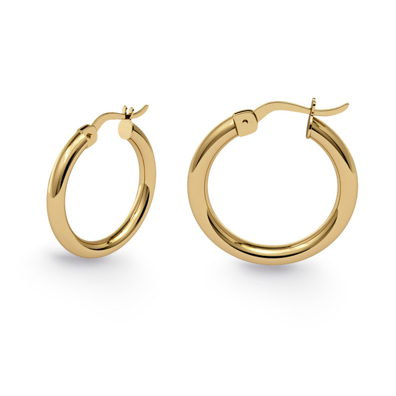 Boucles d'Oreilles Créoles Basic Gold 15mm Or Jaune 35310012120