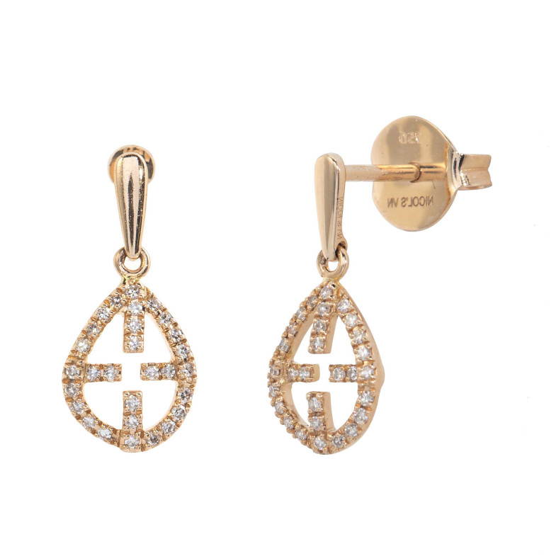 Gold earrings 29210512221 Cross Hollow LITTLE DETAILS