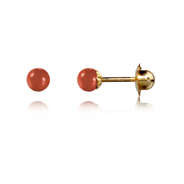 Boucles d'oreilles bébé corail vis écrou 04110120020
