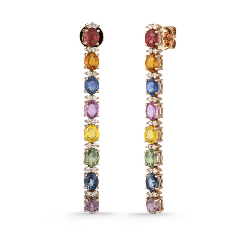 Sapphires Earrings Rose Gold Color RAINBOW 26910275020