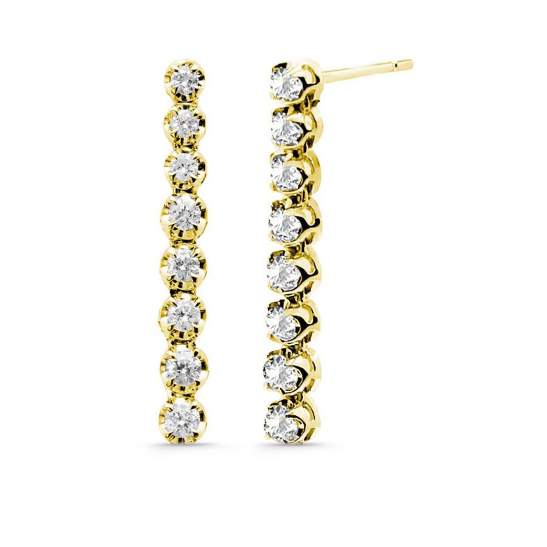 Long Diamond Earrings 0.55Ct Riviere Yellow Gold 26910150525