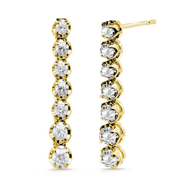 Boucles d'oreilles Diamant Long 0.98Ct Riviere Or Jaune 26910150625