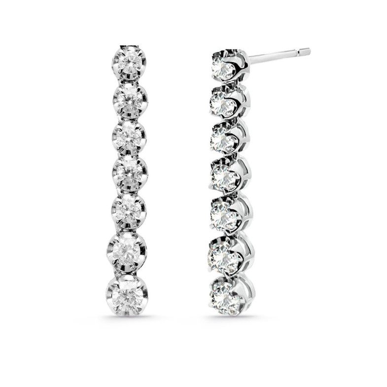 Long Diamond Earrings 0.98Ct Riviere White Gold 26910150621