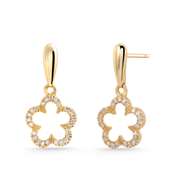 Gold and Diamond Hollow Flower Earrings LITTLE DETAILS. 29210511121