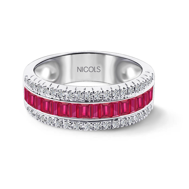Ruby and Baguette Diamond Ring Amelia 0.30 14710371113