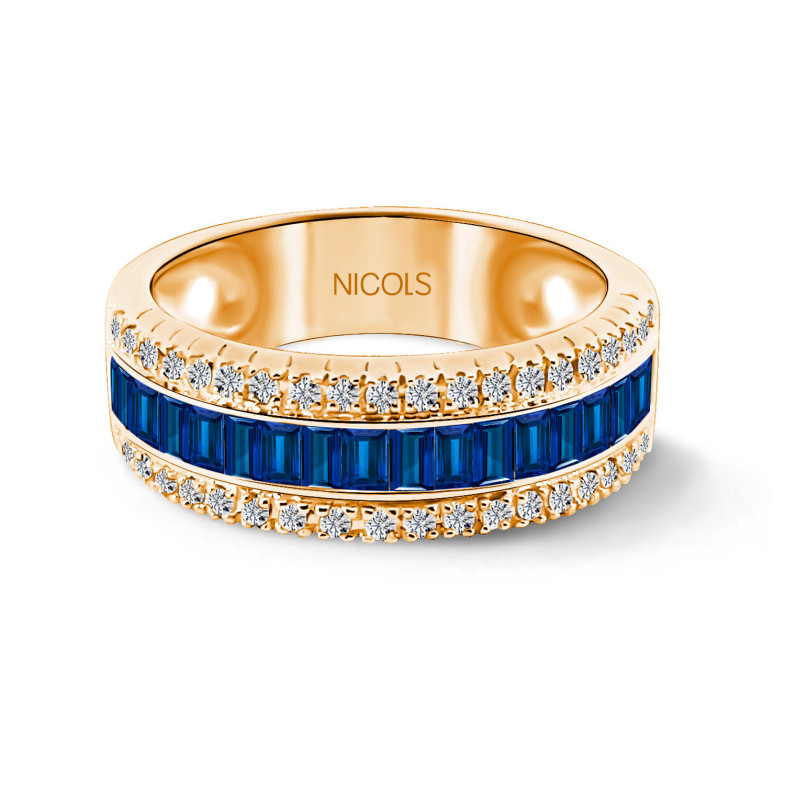Amelia Sapphires and Baguette Diamonds Ring 0.30 Rose Gold 14710371219