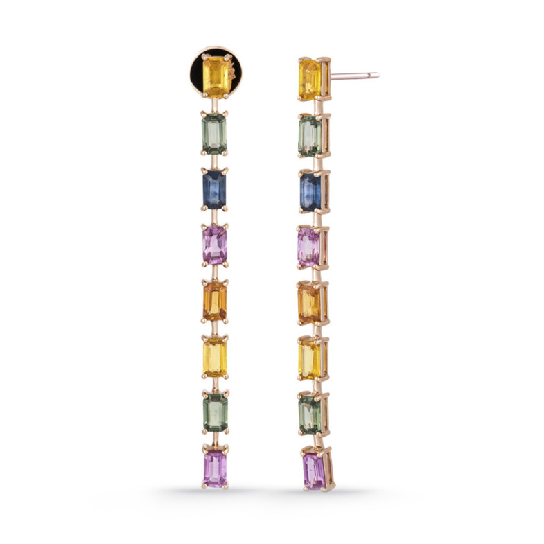 Ohrringe mit farbigen Steinen, Saphiren, Roségold RAINBOW 26910270020