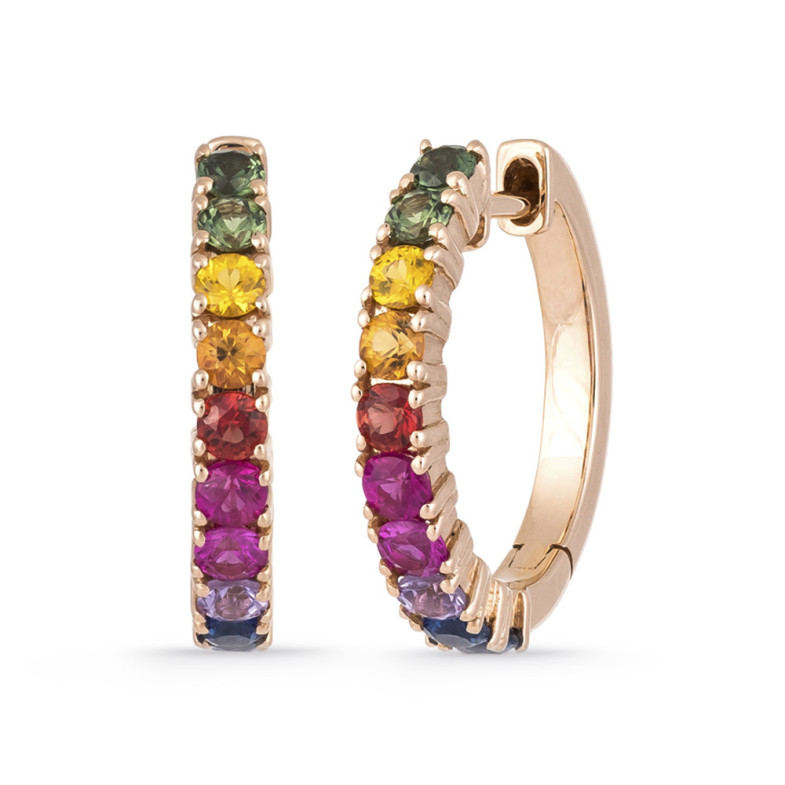 Brincos de argola de safira nas cores ouro rosa RAINBOW 26910278022