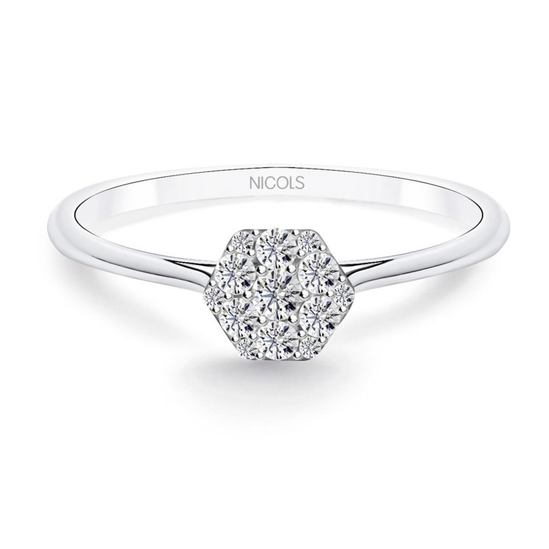 Anillo Pasión de Diamantes 0.15 Hexagonal Oro Blanco 29210280111