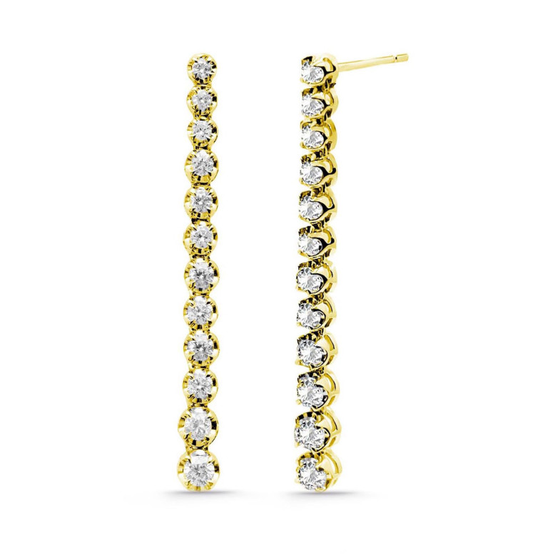 Long Diamond Ohrringe 1.30Ct Riviere Yellow Gold 26910150025