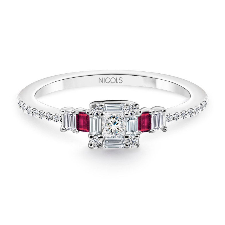 Anel Ruby e diamantes Princesa 14710351111