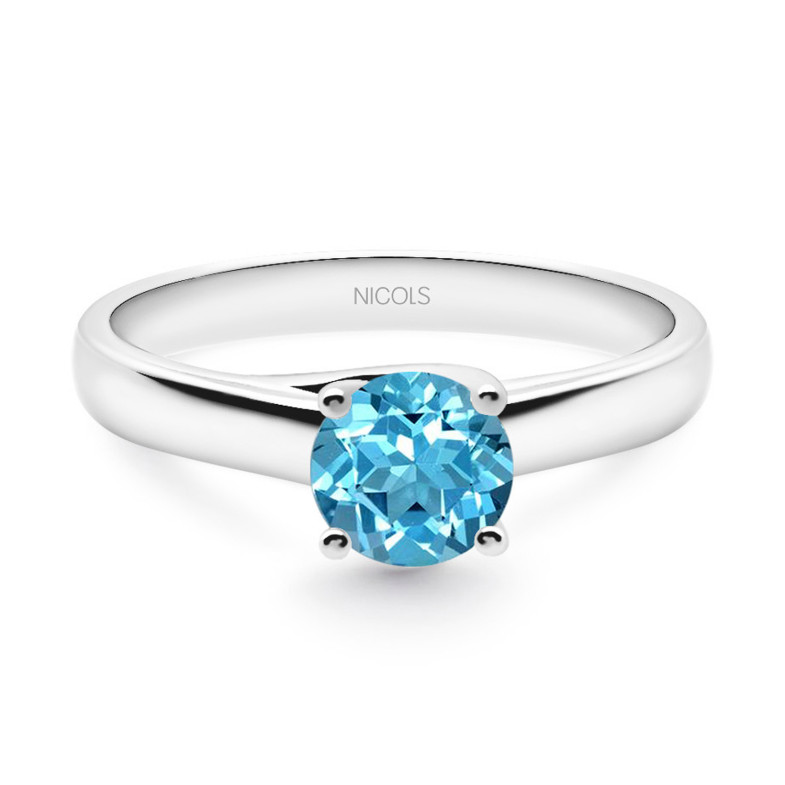 Anel único Megan Zircon Azul 1.00ct Ouro Branco (18kt) 99928386718