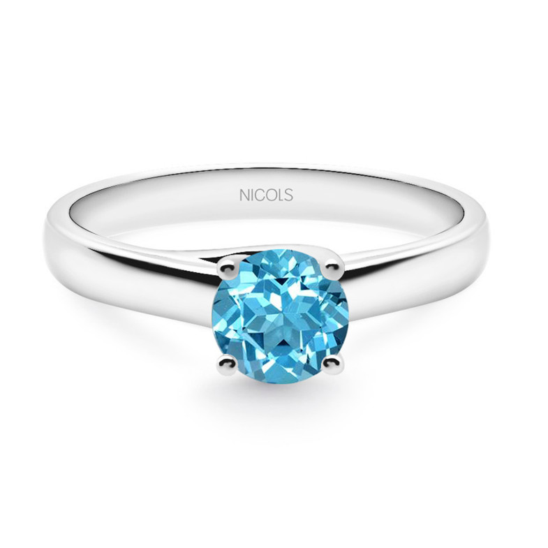 Anel único Megan Zircon Azul 0.70ct Ouro Branco (18kt) 99928386118