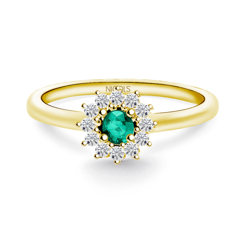 Smaragd-Gänseblümchen-Ring 0,25 Gelbgold 99930176016