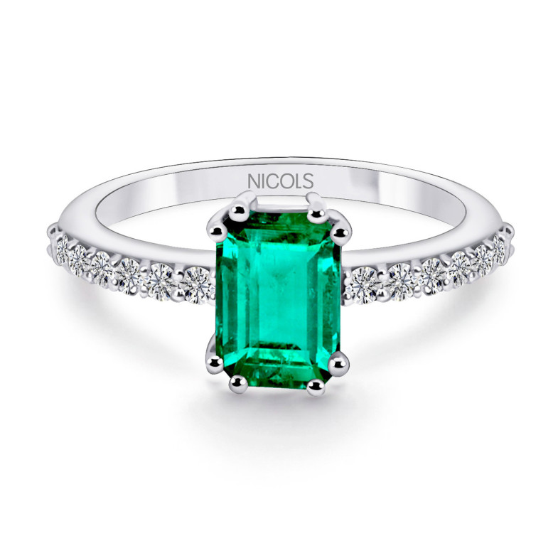 Anel de esmeralda 0.95ct Ouro branco DAFNE COLOR 99929940011