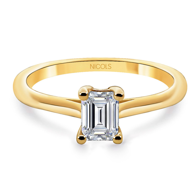 Único anel diamante tamanho esmeralda Camille 0.45 ouro amarelo 99930505615