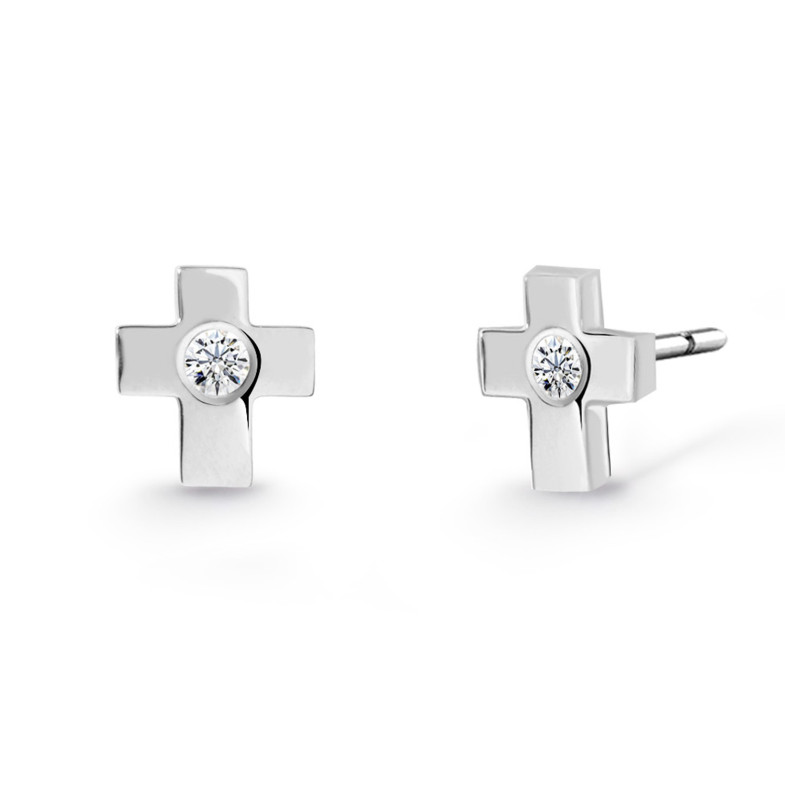 Boucles d'oreilles en diamant Croix 19610301021