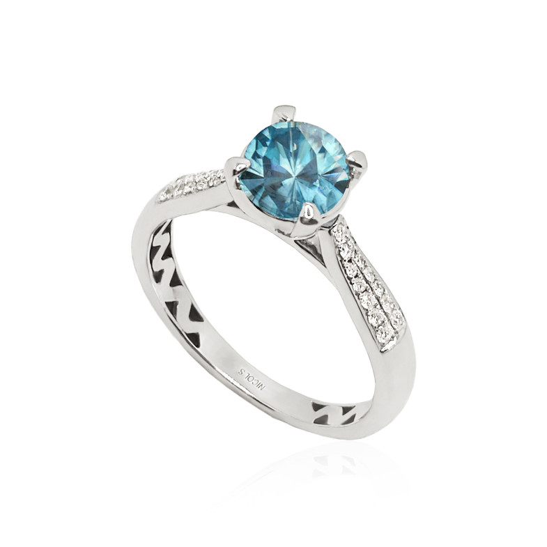 Goldring und Blauer Zircon NICOLE SOLITAR 1.50 99928928118