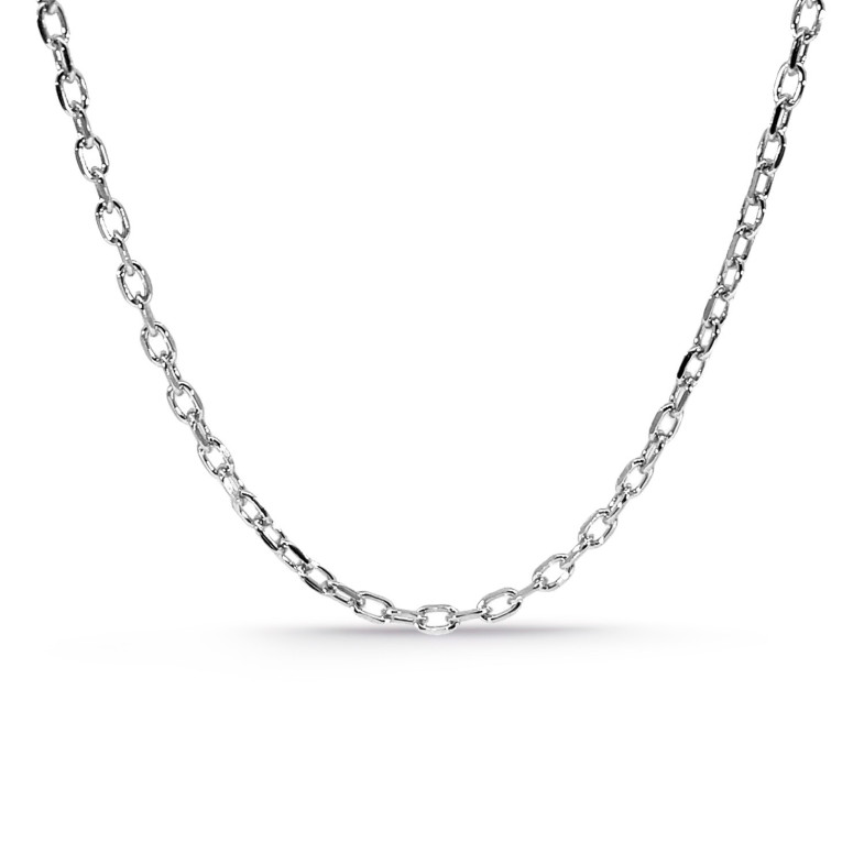 Forced Oval Stoned Chain 60cm Real 18K White Gold 2.1mm 37610266050