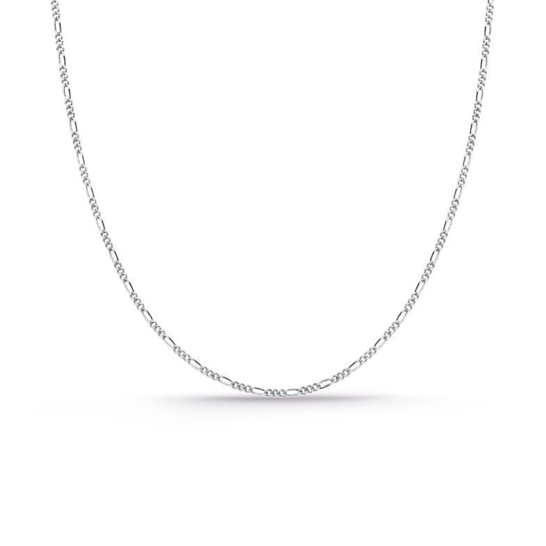 Authentic 18K White Gold Figaro Chain 1x3 60cm 1.3mm Curb Chain 37611016050
