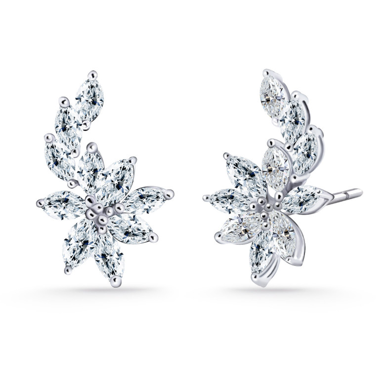 Climber Earrings Flower Marquis Gold 1.7 Ct 37010020021