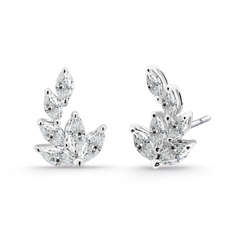Pendientes Trepadores Oro Marquesa Flor 0.95 Ct 37010021021