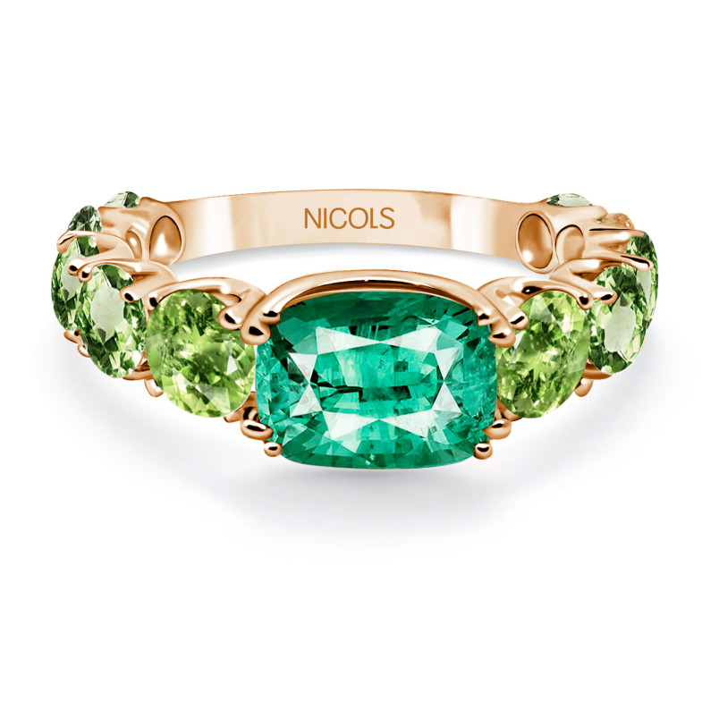 Peridot Green Quartz Ring Rose Gold RAINBOW 14711130610