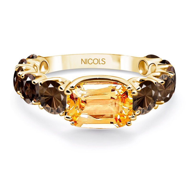 Bague Quartz Fumé Citrine RAINBOW Or Jaune 14711130410